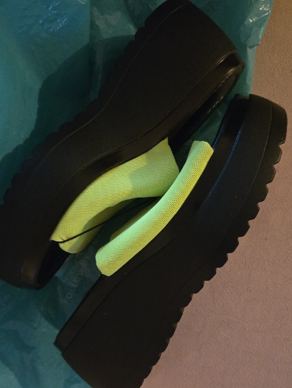 torrid Neon Lime Wide Band Slide Sandals - Picture 4 of 4